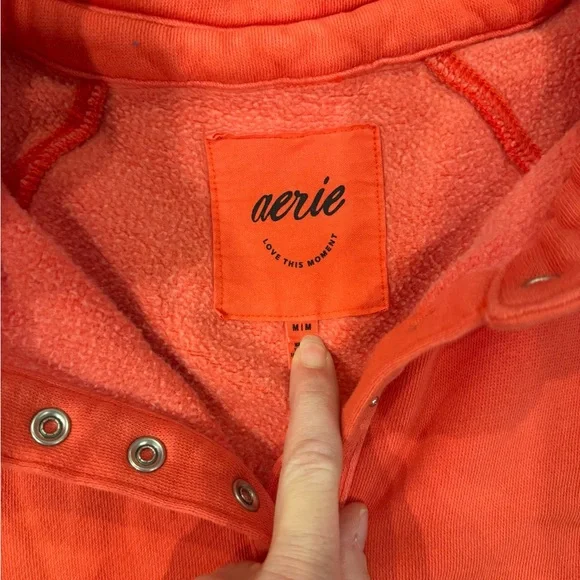 Aerie Coral Quarter Snap Sweatshirt medium women’s - Picture 3 of 5